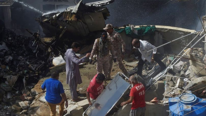Pakistan International Airlines jet with over 100 people on board crashes in Karachi